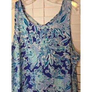 Lilly Pulitzer Kirsten Dress Royal Purple Blue White Floral L Sleeveless KOALA